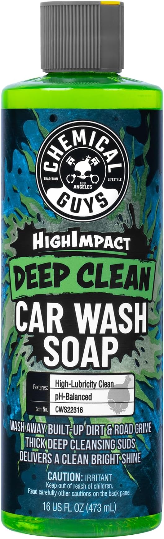 Chemical Guys High Impact Car Wash Soap, Deep Cleaning Vehicle Shampoo With Thick High Lubricity Suds, For Paint, Clear Coat, Wheels, and Exterior Surfaces - 16 Fl Oz
