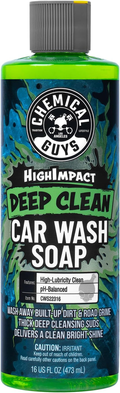 Chemical Guys High Impact Car Wash Soap, Deep Cleaning Vehicle Shampoo With Thick High Lubricity Suds, For Paint, Clear Coat, Wheels, and Exterior Surfaces - 16 Fl Oz