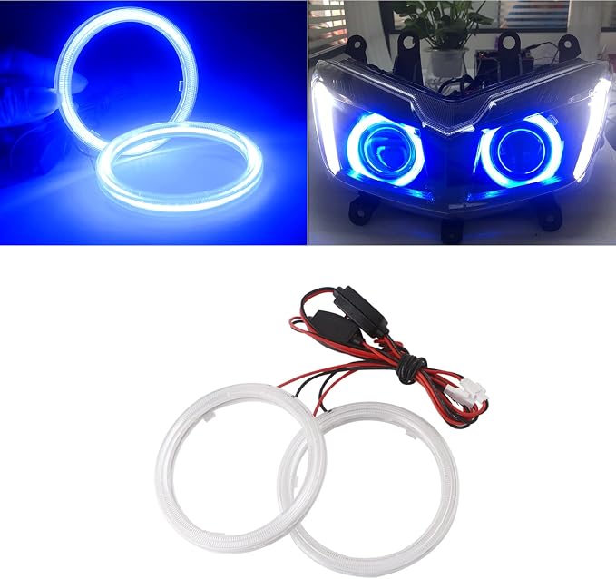Qasim 1-Pair Blue 80MM 63SMD COB LED Halo Ring Angel Eyes with lampshade Cover Led DRL Fog Light Lamp 12V 24V