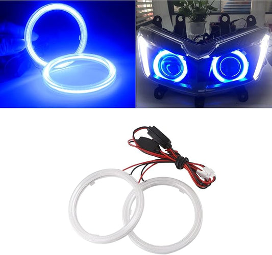 Qasim 1-Pair Blue 80MM 63SMD COB LED Halo Ring Angel Eyes with lampshade Cover Led DRL Fog Light Lamp 12V 24V