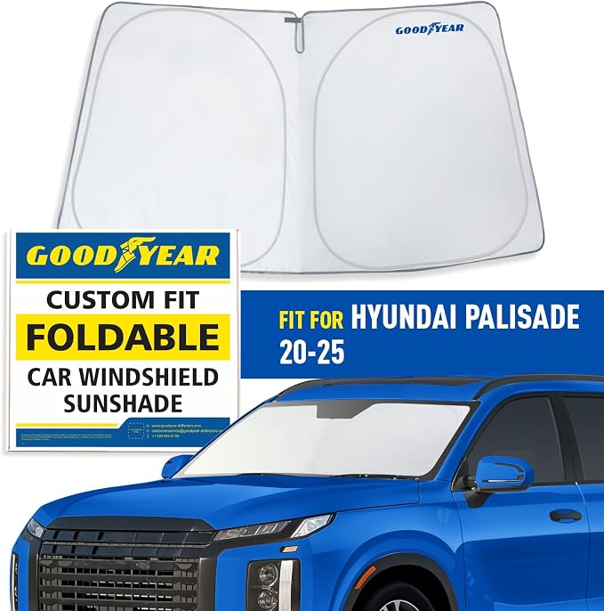 Goodyear Foldable Windshield Sunshade for Hyundai Palisade 2020-2025, Car Accessories, Sunshade Cover, Sun Shade Car Windshield, Window Sun Blocker - GY008213