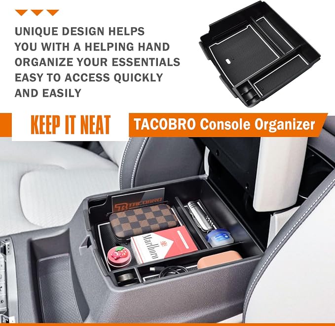 TACORBO Center Console Tray Compatible with Kia Carnival 2026 2025 2024 2023 2022 Accessories Insert Tray, KA4 MPV Armrest Secondary Storage Box, White Trim