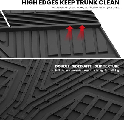 LASFIT Floor Mats & Trunk Mat with Backrest Mat for Honda Pilot 2023-2025 2026, Split & One-Piece Foldable Seating All Weather TPE Floor Liners 1st & 2nd & 3rd Row & Cargo Mat with Seatback Mat, Black