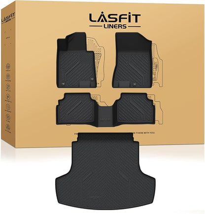 LASFIT Floor Mats & Cargo Mat for Hyundai Sonata 2020-2026 (Only Fit AWD & Gas) / Kia K5 2021-2025 (Only Fit AWD, Not for FWD) Custom Fit TPE All Weather Floor Liners Car Mats Accessories