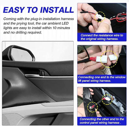 Powerty LED Light for 2025 2026 Toyota Camry XV80 Accessories Inner Door Handle Bowl Mood Lighting Decorative Interior Lamp 4PCS Blue