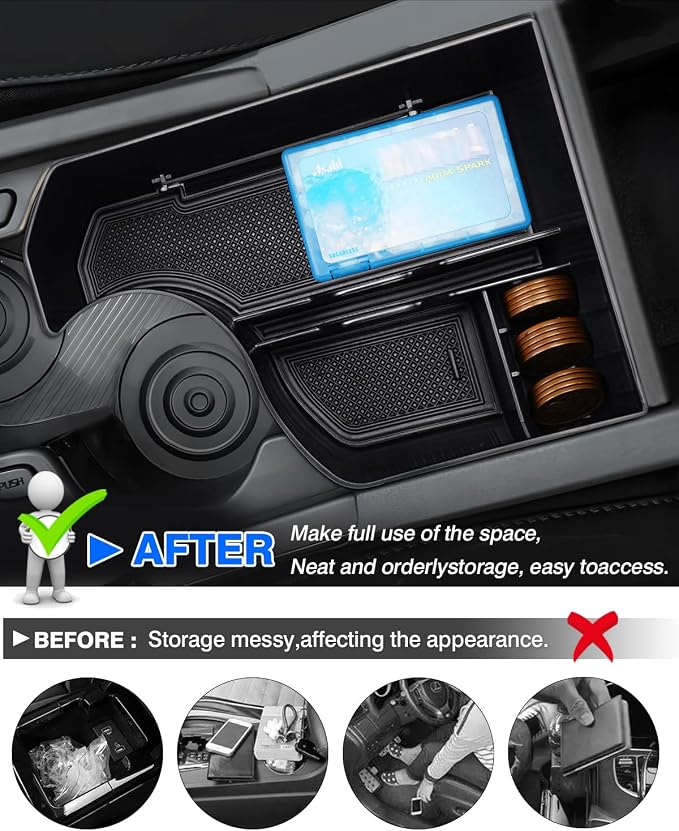 Autorder Center Console Organizer for 2023 2024 2025 2026 Kia NIRO Accessories Gear Shift Storage Box Gear Shifter Insert Tray with Black Mats