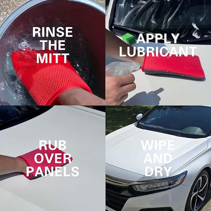 2 Pcs Fine Grade Synthetic Clay Mitt for Car Detailing, Premium Clay Infused Auto Detailing Glove Designed to Remove Dirt, Grime, Iron and Surface Contaminants From Paint, Glass, for a flawless finish