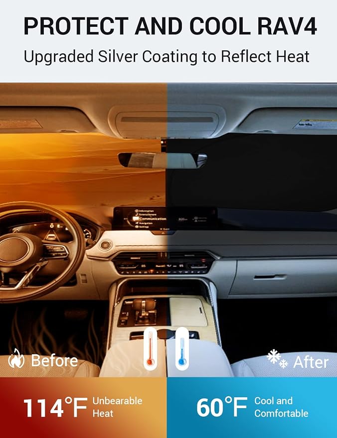 Proadsy 2026 Upgrade Windshield Sun Shade Custom Fit Mazda CX-90 2024 2025 2026 Foldable Front Sunshade Protector Sun Visor Blocks UV Rays Keep Car Cooler Accessories