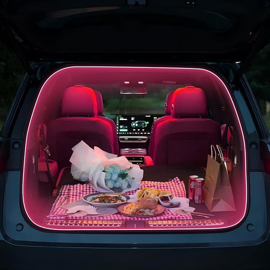 HOLDCY Car LED Strip Lights - Trunk Cargo Ambient Lighting, Pink 10000K, 118.11 inches Flexible Cuttable LED Light Strip, Easy Install, Waterproof, Universal Fit for Car Trunks, SUVs, and Vans