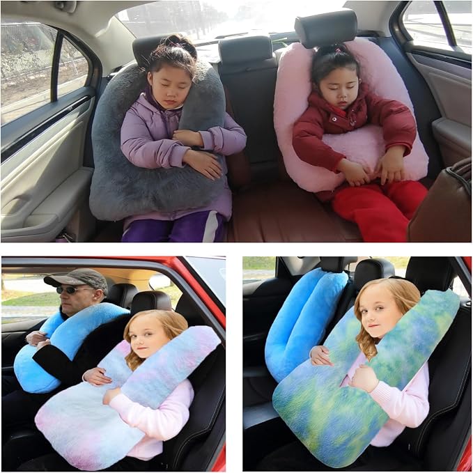 FHSGGP Travel Pillow Car Pillow Kid Car Sleeping The Sleeping Aid for Adults and Kids on Road Trips Kids Travel Pillow Colorful Blue