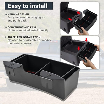 Center Console Hanging Organizer Box for Chevy Silverado/for GMC Sierra 1500 2019-2026 &for Silverado/Sierra 2500HD 3500HD 2020-2026,Jump Seat Accessories Fit Only Split-Bench Folding Seat