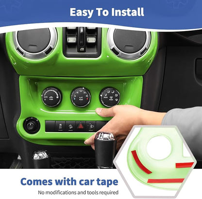 RT-TCZ for Jeep JK Green Dash Accents Radio A/C Controls Cover Trim for Jeep Wrangler JK JKU 2011-2017 ABS Interior Accessories 2pcs