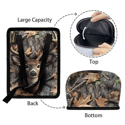 Talayituse Deer Hunting Camo Print Car Trash Can with Lid, Leak Proof Auto Trash Bag Hanging Vehicle Garbage Can Multipurpose Storage Container for Back Seat Road Trip