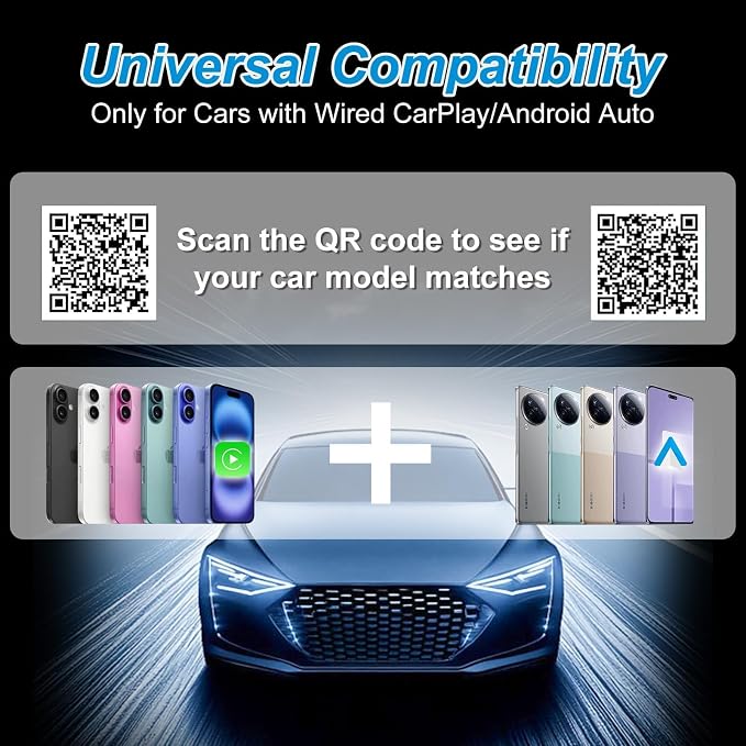 Wireless CarPlay Adapter 4 in 1-2026 Upgraded Screen Mirroring Adapter for Apple CarPlay & Android Auto & AirPlay & MirrorLink, Screen Mirror Dongle for Car, Plug & Play, Come with Type-C Extension