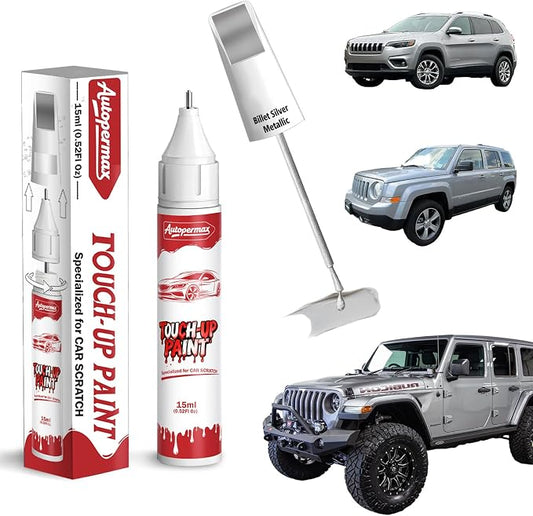 PSC/JSC Billet Silver Metallic Car Touch Up Paint for Jeep, Color Accurate Two-In-One Car Paint Scratch Repair Pen, Professional Scratch Remover for Vehicles Chips and Nicks Scuff