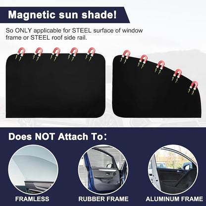 Ovege Car Window Shades Magnetic Suedette - Back Seat 2pcs Privacy Curtain UV Protection