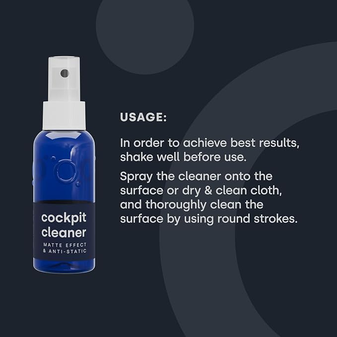 Cockpit Cleaner - Interior Cleaner - Matte Finish Detailer and Spray Sealant has Anti-Static Specs and Silver Nano Particles, Dust-Repellent, Easy Clean for Car Dashboards & Plastics - 100ml