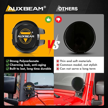 Auxbeam P4 Series Round Protective Light Covers, 4 Inch Black Offroad LED Pods Lens Cap, Dust Impact Shield & Street Compliant, Snap-On Design, 2 Packs