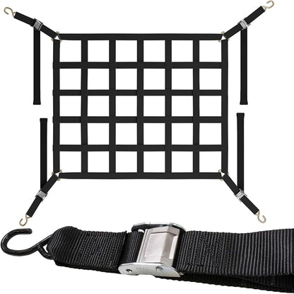US Cargo Control Cargo Net for Pickup Truck Bed 4.2 FT x 3.5 FT, Adjustable Truck Cargo Net with S-Hooks & Cam Buckles, Fits Short Pickup Beds - Can Also Use in Trailers, Garages, Sheds