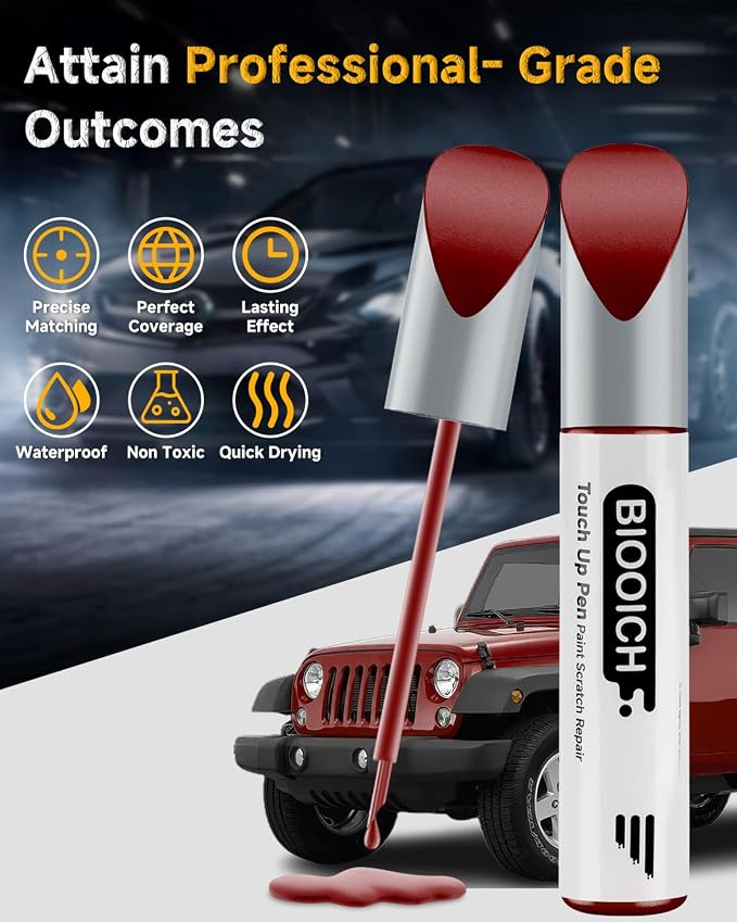 Touch Up Paint Pen Exact Color Match Car Chip and Scratch Repair (for Jeep, Deep Cherry Red Crystal Pearl(PRP/JRP))
