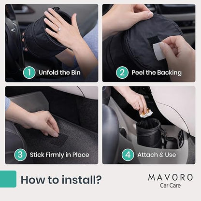 Mavoro 2 Pack, 1 Gallon Car Trash Can | Waterproof Collapsible Pop-Up Car Bin (2 Pack, 1 gal)