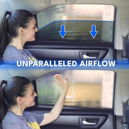 EcoNour Car Window Screen for Hyundai Elantra (2021-2026) 2 Pack | Breathable Mesh Camping Window Covers | 100% Protection from Bugs, Mosquito & UV | Baby Safe Privacy Blackout Net | Car Accessories