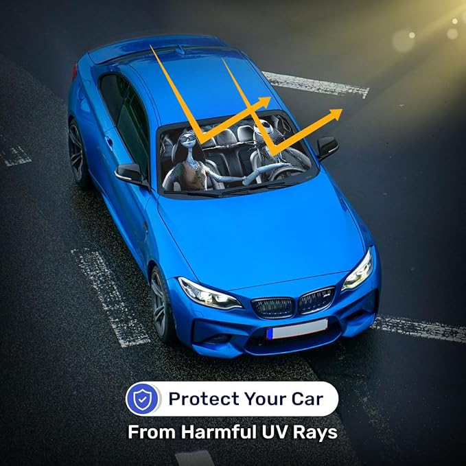 GENANY Horror Couple Blue Windshield Sun Shade for Car SUV Truck (64x32 Inches), Automobile Sunshade, Protector Blocks UV, Car Decor