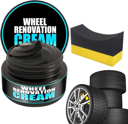 Wheel Care Cream, Car Tire Dressing, UV Protection Formula with Deep Gloss Finish, Auto Detailing Accessory with Smooth Application, Tire Shine, Car Maintenance Product for Restoration Cleaning
