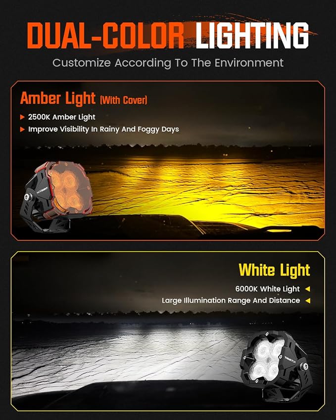 NOVSIGHT LED Pods Lights Fog Light - 3 Inch Offroad Light 80W Ultra Bright Waterproof LED Pods with Covers, Off Road Fog Lights Work Light for Truck Wrangler Jeep Pickup Ram SUV ATV Boat