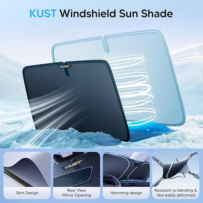 KUST Windshield Sun Shade for Chevrolet Blazer EV 2024 2025 2026 Window Accessories Shade Sun Visor Cover Foldable Block UV Rays