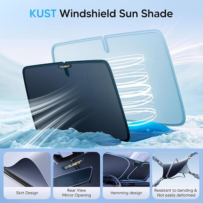 KUST Windshield Sun Shade for Ford Fusion 2013-2020 2021 Accessories Window Screen Sun Visor Protector Foldable Blocks UV Rays Keep Car Cooler