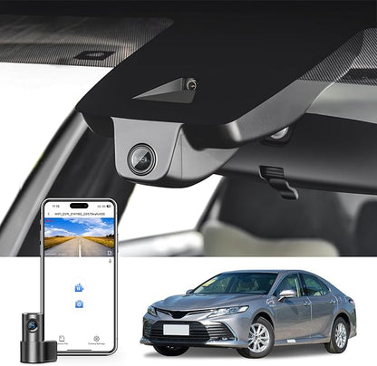 Mangoal Front 4K & Rear 1080p Dash Cam Custom fit for Toyota Camry & Camry Hybrid 2018 2019 2020 (Model B), LE L XLE SE XSE Sedan 4D, Integrated OEM Look, UHD 2160P Video, App & WiFi, GPS, 128GB Card