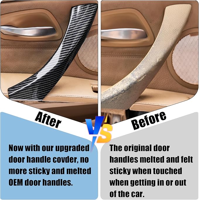 Compatible with BMW 3 Series Door Handle Covers E90/E91/E92/E93 2004-2011,6PCS Left Right Passenger Interior Door Pull Handle for 318i,320i,323i,325i,328i,330i,335i(Carbon Fiber Pattern)