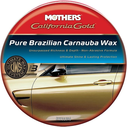 Mothers California Gold Pure Brazilian Carnauba Wax, 12 oz. Paste — Ultimate Wax System Step 3, Delivers Deep Shine & Long-Lasting Protection, Enhances Richness & Depth for All Paints (05550)