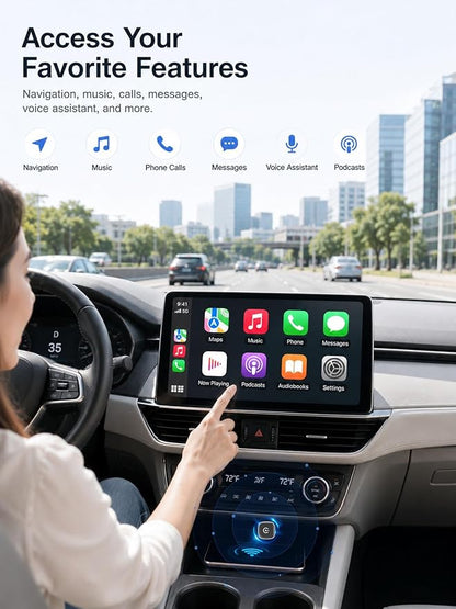 Mini Wireless Android Auto & CarPlay Adapter, Low-Profile USB-A 2-in-1 Wireless Adapter for Factory Wired Android Auto/CarPlay Cars, Auto Reconnect, 5GHz WiFi, USB-C Adapter Included