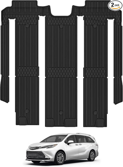 3W Floor Mat for Toyota Sienna 2021-2026 (Only for 7 Seat), TPE All Weather Custom Fit Floor Liner for Toyota Sienna 2nd and 3rd Row Car Liners(Not Fit 2025 2026 Platinum Edition)