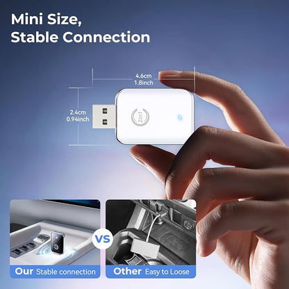 Wireless Carplay Adapter for iPhone, Convert Wired Car Play to Wireless, 2 in 1 Plug and Play Mini CarPlay and Android Auto Adapter for iOS 10 Android 11 and Above, Cars with Built-in Carplay (White)