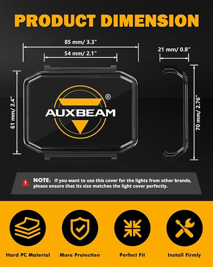 Auxbeam 4 Inch LED Pod Covers, Square Off Road Light Protective Covers, Black Cube Offroad Plastic Light Cover for Trucks Jeep