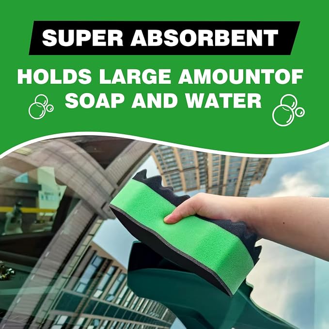 Three Texture Car Wash Sponge - Multi Purpose Bug Remover Scrubbing Side Soft Sea Sponge - Ultra Scrub Car Cleaning Sponges Wash Bucket Accessory - 3Pack