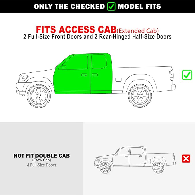 APS Stainless Steel 6.5in Side Bars Square Tube Compatible with Toyota Tundra Access Cab 00-06