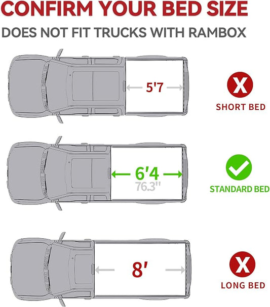 YITAMOTOR Low-Profile Hard Tri-Fold Truck Bed Tonneau Cover Compatible with Dodge Ram 1500 2009-2024 (19-24 Classic) with 6.4 ft Bed Without Rambox