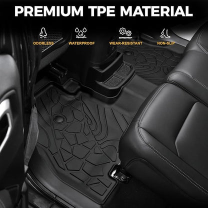 Floor Mats for Jeep Wrangler JL Gas 2018-2025 2026, All Weather Floor Mats Trunk Cargo Liner and Door Sill Guards Accessories (Fit 4-Door Unlimitied)
