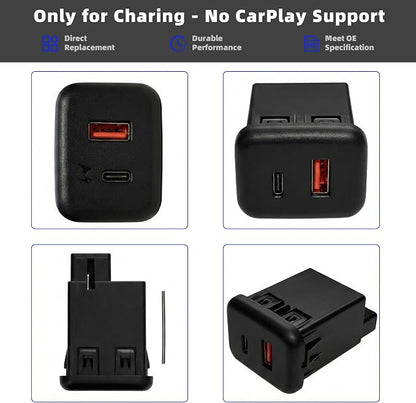 Only for Charing - No CarPlay Support, 13519224 USB & Type-C Fast Charging Port AUX Jack Adapter 54W Compatible with Chevy Buick GMC Cadillac 2015-2018, Replaces# 13509942 13510854 23496501