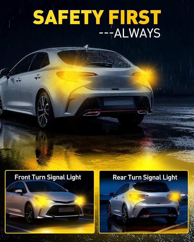 AUXITO Latest 1157 LED Bulbs Amber Yellow Turn Signal Lights, 700% Brighter 2057 2357 7528 BAY15D LED Bulbs with Projector for Turn Signal Parking Tail Brake Blinker DRL Marker Lights, Pack of 2