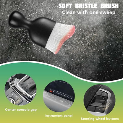 Car Interior Detailing Brush, Curved Soft Bristles Vehicle Removal Dust Collectors, Scratch-Free Automotive Cleaning Tool Accessories, Universal for Truck SUV Sedan (White/Pink)