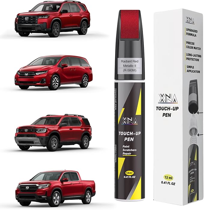 XNA Radiant Red Metallic II(R-580M) for Honda Touch Up Paint, Car Scratch Remover for Nicks and Chips Repair, 2-In-1 Quick & Easy Fix Car Scratch Repair Kit with Exact Color-Matched
