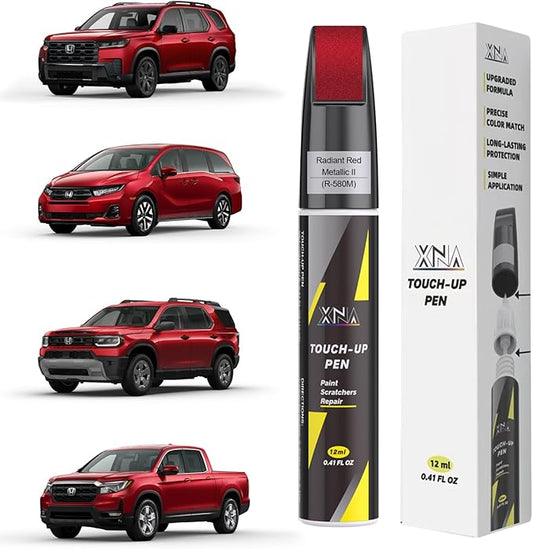 XNA Radiant Red Metallic II(R-580M) for Honda Touch Up Paint, Car Scratch Remover for Nicks and Chips Repair, 2-In-1 Quick & Easy Fix Car Scratch Repair Kit with Exact Color-Matched