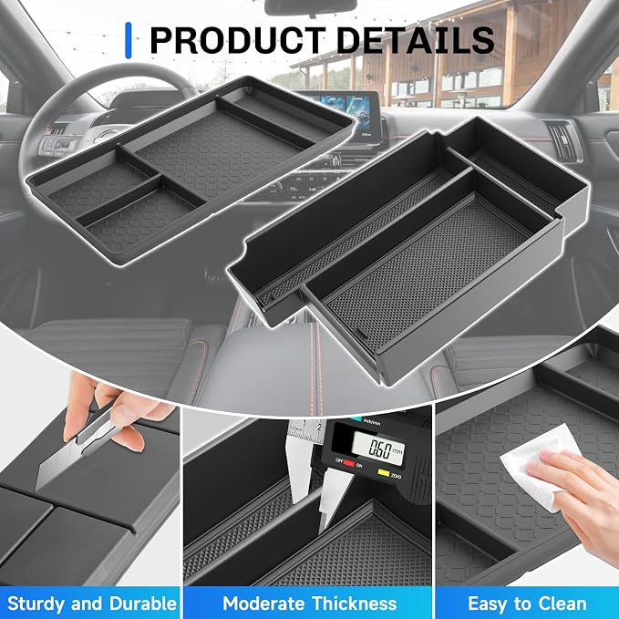 SXCY 2PCS for 2026 Nissan Pathfinder Center Console Organizer+Under Console Tray for 2022-2026 Nissan Pathfinder Accessories Center Console Tray 2026 Pathfinder Armrest Console Organizer Tray