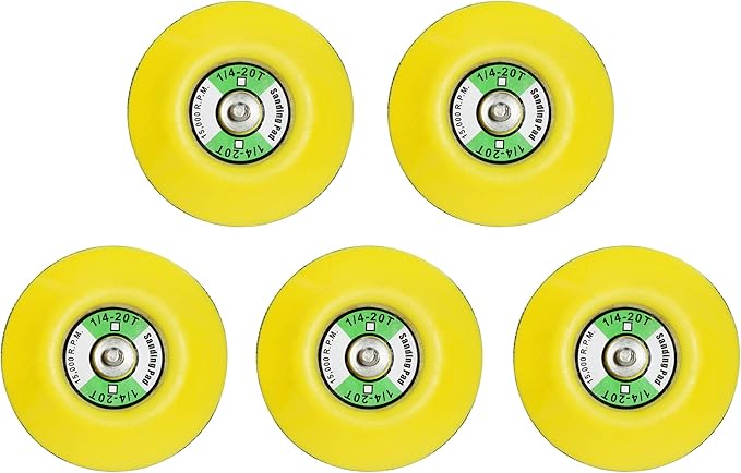 5Pcs 3-Inch Hook and Loop Backing Pad Sanding Pads for Dual Action Orbital Sanders, 1/4"-20 Thread | 15,000 RPM