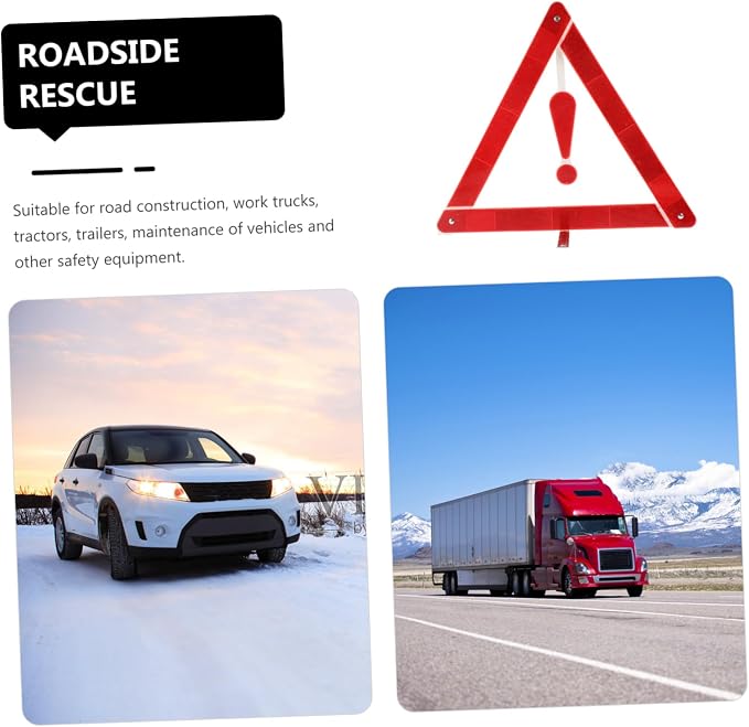 Mobestech 2pcs Car Warning Triangle Kit Reflective Emergency Signs for Vehicles Portable Tripod Warning Signs